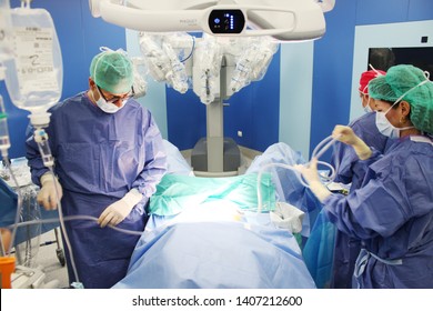 Valencia, Spain - March 17, 2018: Da Vinci Surgery. An Operation Robotic Radical Prostatectomy - Surgical Block Consortium University General Hospital of Valencia, Spain 2018 - Shutterstock ID 1407212600
