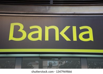 Valencia, Spain; March 23 2019: 
Logo of an office of Bankia bank, one of the most important banks in Spain