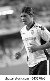 VALENCIA, SPAIN - NOVEMBER 2 - Ever Banega In The UEFA Champions League Match Between Valencia And Glasgow Rangers - Mestalla Stadium, Spain On November 2, 2010