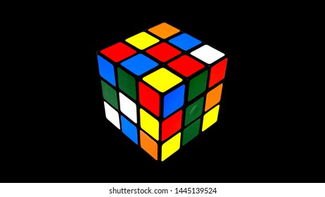 Valencia, Spain, November 2018: Rubik's Cube on Black Background - Shutterstock ID 1445139524