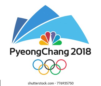  Valencia, Spain - November 24 , 2017: Logotype of the Winter Olympic Games  in PyeongChang:  2018, Republic of Korea, printed on paper.