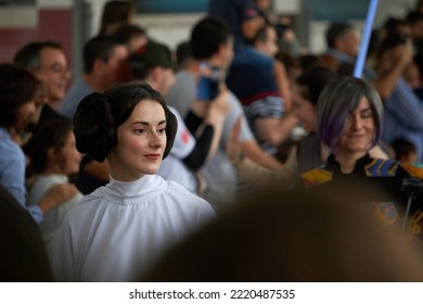 VALENCIA, SPAIN - OCTOBER 2022: Princess Leia Organa During Star Wars Reenactment.