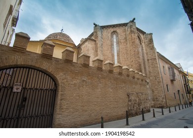 Valencia Spain On December 10, 2020 Cityscape In Christmas San Juan Del Hospital Romanesque Church