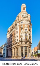 Valencia, Spain - September 12, 2022: Facade Of The Bank Of Valencia Building