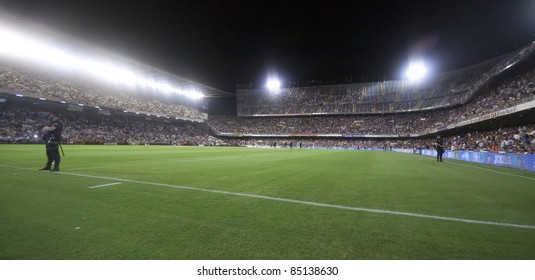 VALENCIA, SPAIN - SEPTEMBER 21:Stadium Panoramic View In The Spanish Soccer League Between Valencia C.F. Vs F.C. Barcelona - Mestalla Luis Casanova Stadium - Spain On September 21, 2011