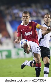 VALENCIA, SPAIN - SEPTEMBER 29, UEFA Champions League, Valencia C.F. Vs Manchester United, Mestalla Stadium, Vidic, On September 29, 2010 In Valencia, Spain