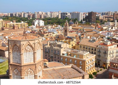 Valencia, Spain. Skyline Seen From Famous Cathedral Tower.