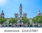 Valencia town hall on sunny summer day, Spain