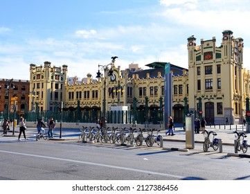 Valencian Central Train Station (Estació Del Nord) Of The City Of Valencia. Facade Building Of The North Railroad Station Of Modernist Style. December 16, 2021, Spain, Valencia.