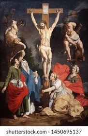 Valenciennes, France. 2017/9/14. The painting of the crucifixion of Jesus Christ by Abraham Janssens (1576-1632). Currently displayed in the Museum of fine arts in Valenciennes.