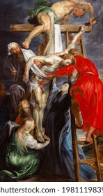 Valenciennes, France. 2019-09-12. Descent from the Cross (Greek: Ἀποκαθήλωσις, Apokathelosis), or Deposition of Christ. By Peter Paul Rubens (1577-1640).