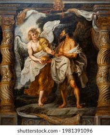 Valenciennes, France. 2019-09-12. "The Prophet Elijah And An Angel In The Desert" by Peter Paul Rubens (1577-1640). Museum of Fine Art in Valenciennes, France.