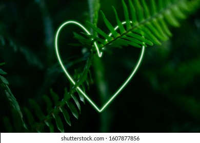 Valentine card with neon heart shape. Valentines day, love, wedding, relationship, romance concept. Colorful background. Tropical design Colorful decoration - Powered by Shutterstock