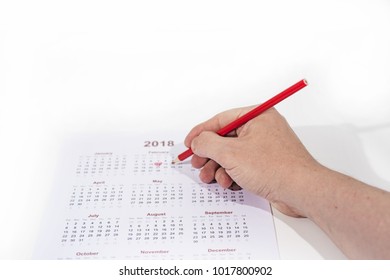 Valentine day abstract photo  Calendar and pencil isolated white background 