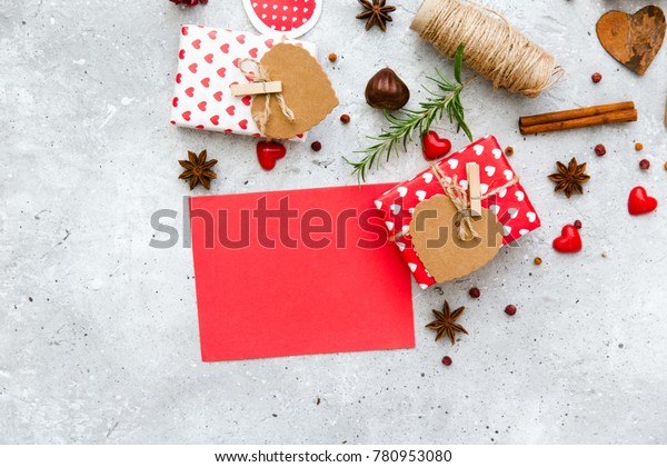 Valentine Day Composition Gift Boxes Card Stock Photo Edit Now