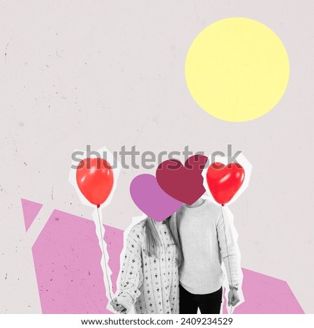 Valentine Day Creative Collage. Absrtact Love Art. Idea For Your Card. Textured Background.