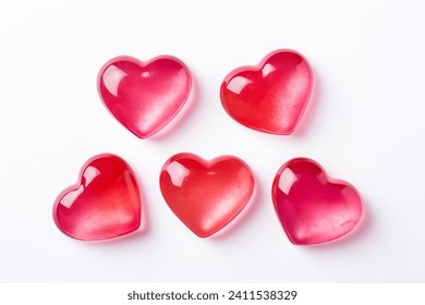 Valentine Day rose pink heart shape gift. Romantic love greeting present hard candies macro photo on white background. - Powered by Shutterstock