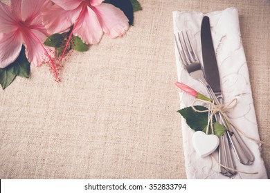 Valentine Day, Women's Day, Mother's Day, Wedding  Brunch, Lunch And Dinner Food Table Setting Background