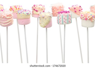 Valentine Marshmallow Pops On White Background