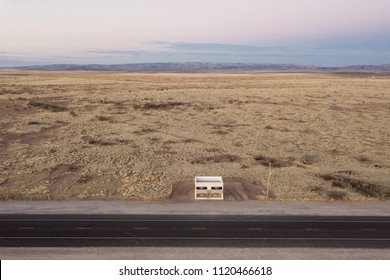 Valentine, TX/USA - 13th  March 2018: The Prada Marfa Store Sits Alone At Dawn In The Middle Of The Desert.