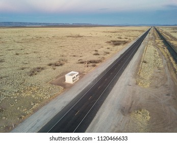 Valentine, TX/USA - 13th  March 2018: The Prada Marfa Store Sits Alone At Dawn In The Middle Of The Desert.