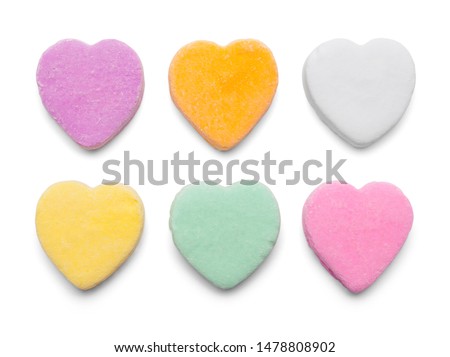Valentines Candy Hearts Isolated on White Background.