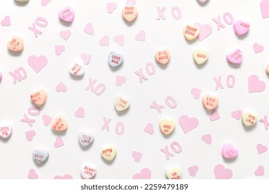 Valentine's Conversation Candy Hearts with Paper Confetti - Powered by Shutterstock