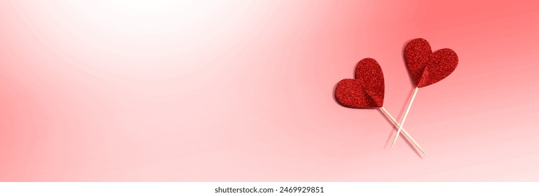 Valentines day or Appreciation theme with red glitter heart picks - Powered by Shutterstock