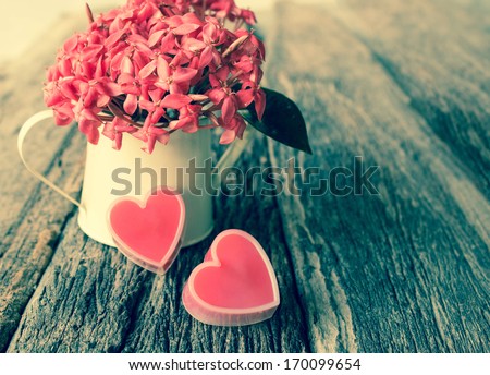 Valentines Day background with hearts and flower