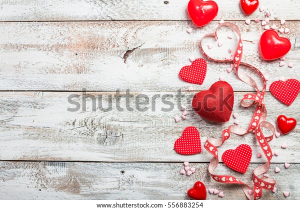 Valentines Day Background Hearts Ribbons Over Stock Photo (Edit Now ...