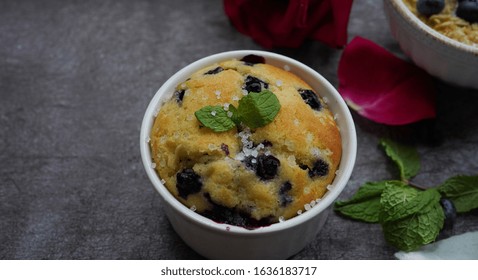 Valentines Day Breakfast Blueberry Muffin Yogurt Granola Served In A Tray