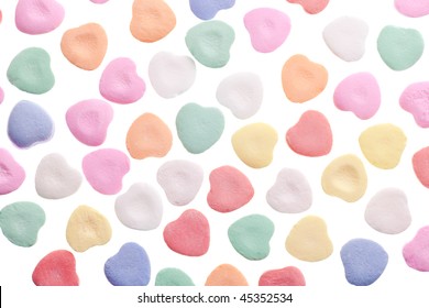 Valentine's Day Candy Hearts Isolated On White Background