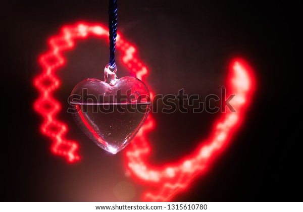 Valentines Day Concept Beautiful Glass Heart Stock Photo - 