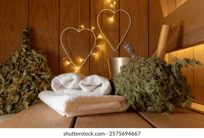 Valentine's day concept in Sauna.  - Powered by Shutterstock - Get 15% off with code: PIKWIZARD15
