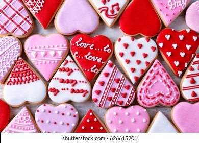 Valentine's day cookies background, top view - Powered by Shutterstock