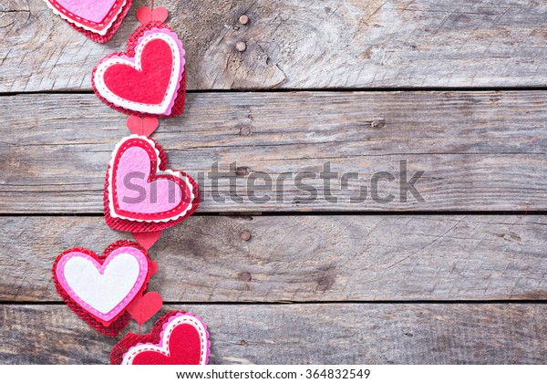 Valentines Day Decorations On Rustic Wooden Stock Photo