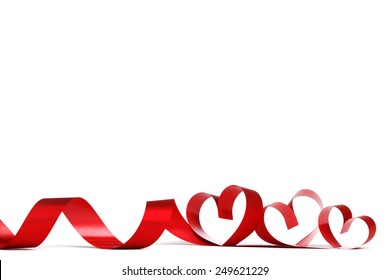 Valentines day frmae made of red ribbon hearts, isolated on white - Shutterstock ID 249621229
