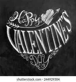 Valentine's Day hand lettering on chalkboard - Shutterstock ID 244929304