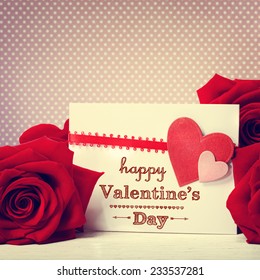 Valentines Day Message With Vivid Red Roses