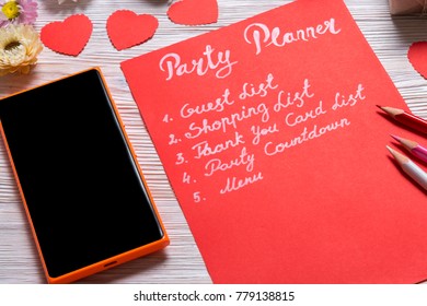 Valentines Day Party Planner, List, Note