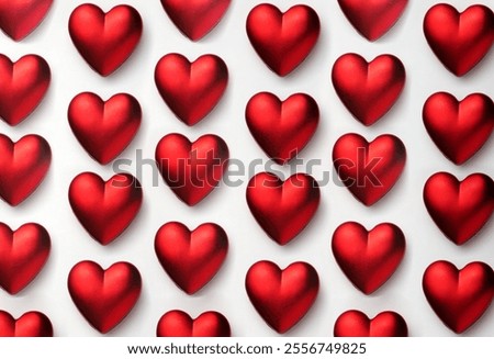 Valentines day pattern background with red hearts on a white background. Love symbol 