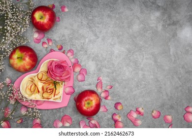 valentine's day rose apple pie, mother's day homemade cake, heart shaped pink