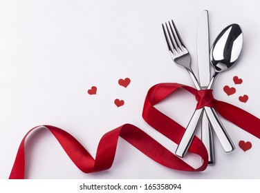 Valentines day set and silverware