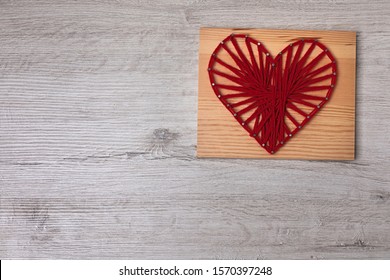 Valentine's Day String Art Red Heart With Space For Greetings. This File Is Cleaned And Retouched.