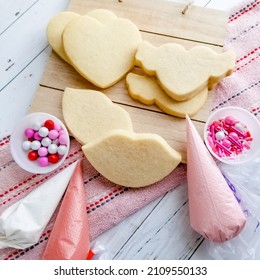 Valentines Day Sugar Cookies Waiting To Be Decorated