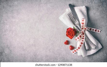 Valentines Day Table Place Setting. Holidays Background