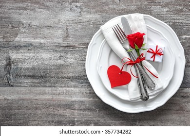 Valentines Day Table Place Setting. Holidays Background