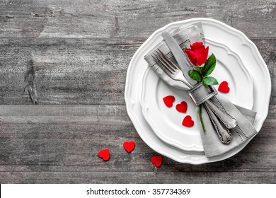 Valentines Day Table Place Setting. Holidays Background