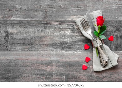 Valentines Day Table Place Setting. Holidays Background