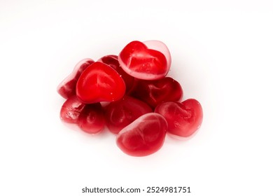 Valentines day wallpaper, jelly hearts on a white background, girlfriend or boyfriend day, love, red hearts, special occasion, sweets, heart candy, romantic gift - Powered by Shutterstock